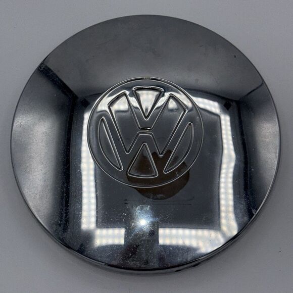Vintage Volkswagen 6" Chrome Dog Dish Hubcap Center Cap VW Emblem - Picture 3 of 9